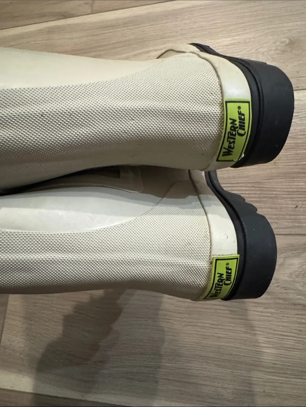 Cream Lace-Up girls rain boots